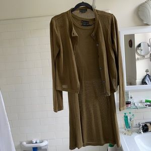 Set: Cropped knit sweater over sleeveless a line dress SZ small Banana Republic